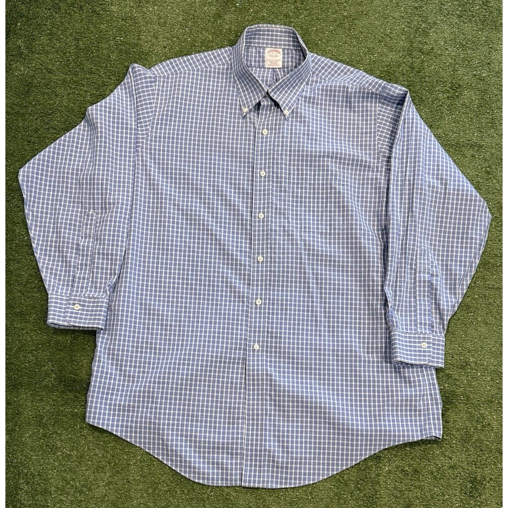 Brooks Brothers Traditional Fit Non-Iron Check Dress Shirt Button Down large
